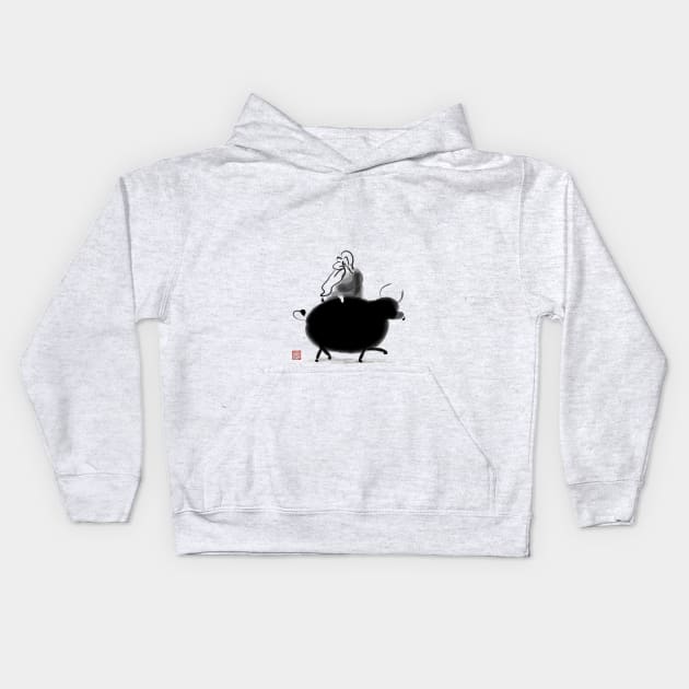 Laozi Riding Ox Kids Hoodie by Huluhua